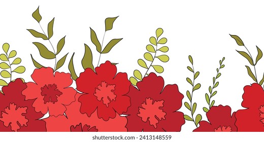 Hello spring banners collection. Background with color leaves, flowers. Nature concept design. Modern floral compositions in trendy flat simple style. Vector illustration for poster, greeting card.