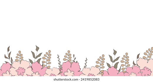 Hello spring banners collection. Background with color leaves, flowers. Nature concept design. Modern floral compositions in trendy flat simple style. Vector illustration for poster, greeting card.