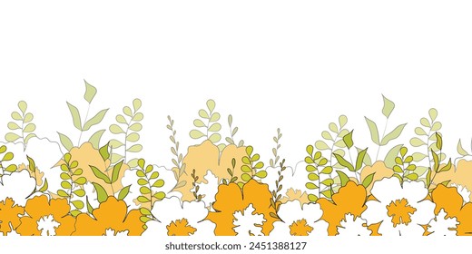 Hello spring banners collection. Background with color leaves, flowers. Nature concept design. Modern floral compositions in trendy flat simple style. Vector illustration for poster, greeting card.
