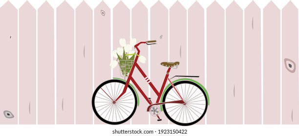 hello spring bike near the fence