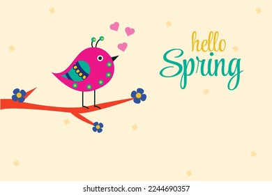 Hello spring. Bird sitting on a branch