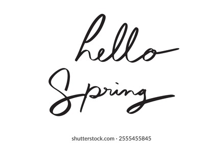 hello spring black color text font calligraphy hand written script season nature hallo beautiful floral summer season spring card message art element nature decoration ornament bloom bright word art