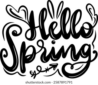 hello spring black easter graphic design vector file