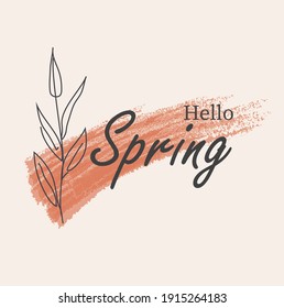 Hello spring brown watercolor background