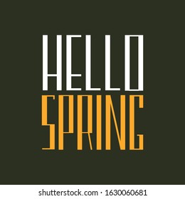 Hello Spring. Brush lettering. Vector illustration.