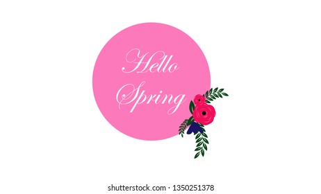Hello Spring. brush pen lettering. design for holiday greeting card and invitation of seasonal spring holiday