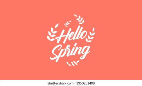 Hello Spring. brush pen lettering. design for holiday greeting card and invitation of seasonal spring holiday
