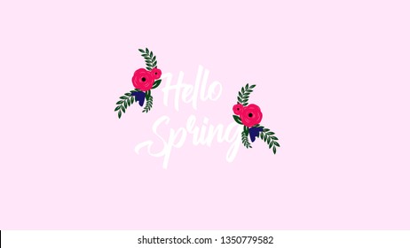 Hello Spring. brush pen lettering. design for holiday greeting card and invitation of seasonal spring holiday.