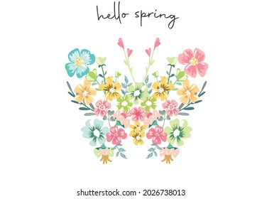 hello spring butterfly vector art design 