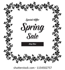 Hello spring card flower design hand draw vector illustration