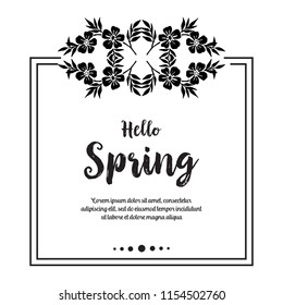 Hello spring card flower design hand draw vector illustration