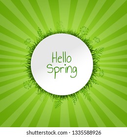 Hello Spring Card With Gradient Mesh, Vector Illustration