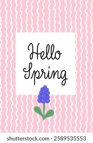 Hello Spring Card with Hyacinth Illustration.