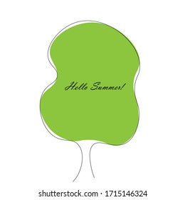 Hello spring card with tree, vector illustration