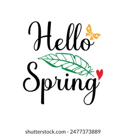 Hello Spring collection text banner. Handwriting Hello Spring set lettering. Hand drawn vector art. Typography. Eps 10.