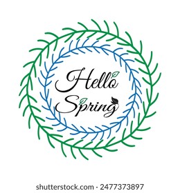 Hello Spring collection text banner. Handwriting Hello Spring set lettering. Hand drawn vector art. Typography. Eps 10.
