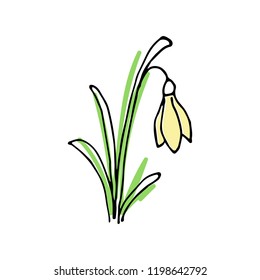 Hello Spring colored sketch set. First flowers