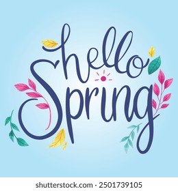 Hello Spring colorful Banner Vector Abstract Art Elegent