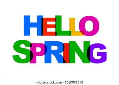 Hello Spring colorful overlapping letters icon – stock vector
