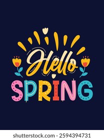 Hello spring colorful summer t shirt design template design
