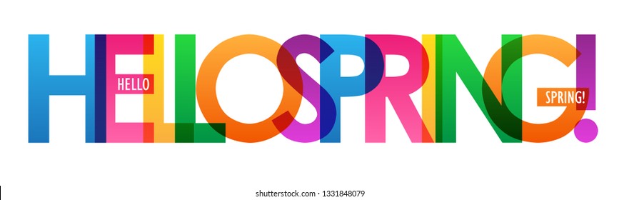 HELLO SPRING! colorful typography banner