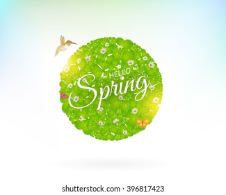Hello Spring Concept Vector Design