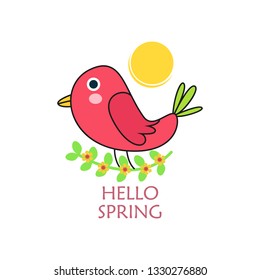 Hello Spring from cute bird