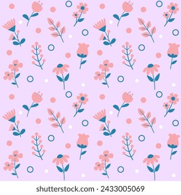 Hallo Frühling Nette weibliche Hand gezeichnet Abstrakte Blume Symbol Objekt Rosa Hintergrund Vektor-Illustration