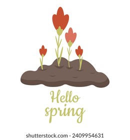 Hello spring. Cute hand drawn doodle flower. Vector illustration