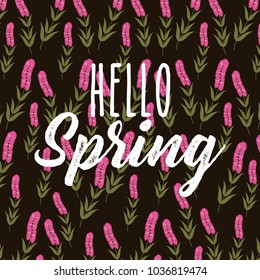 hello spring decorative flower hyacinth stem black background