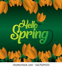 Hello spring design template. Design for banner and print.