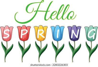 Hello Spring, Spring, Easter, Tulips Flower, Happy Easter Vector Illustration File