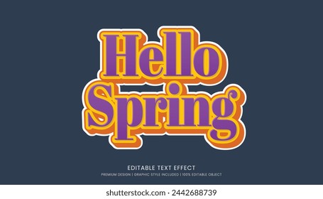 hello spring editable 3d text effect template bold typography and abstract style
