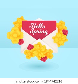 Hello Spring Envelope Flower Illustration