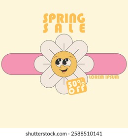 hello Spring flat design, spring sale poster,