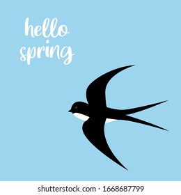 Hello spring. Flat illustration of swallow vector icon for web