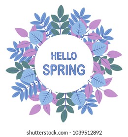 Hello spring floral frame. Spring greeting card.