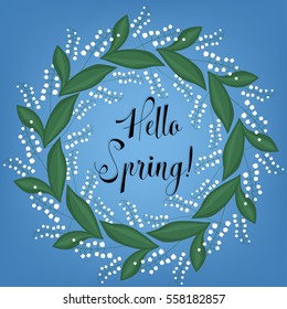 Hello Spring! Floral wreath of lilies of the valley.