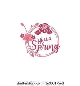 Hello Spring Flower Logo Design Vector Template