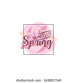 Hello Spring Flower Logo Design Vector Template