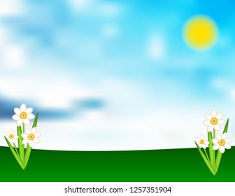 Hello spring flowers banner