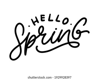 Hello Spring Flowers Text Background Frame Lettering Slogan