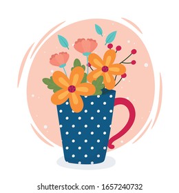 Flores de resorte de adiós en jarrón con decoración de mango ilustración vectorial