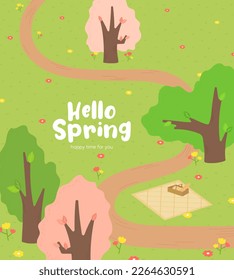 Hello Spring,
a garden illustration full of flowers
