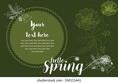 Hello spring grating card. Spring flowers vector illustration