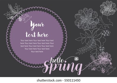Hello spring grating card. Spring flowers vector illustration