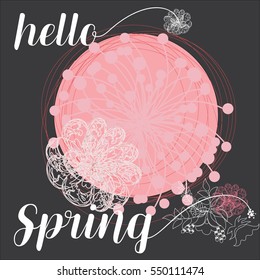 Hello spring grating card. Spring flowers vector illustration