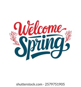 Hello spring greeting card design.