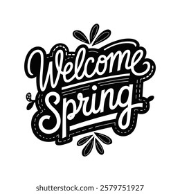 Hello spring greeting card design.