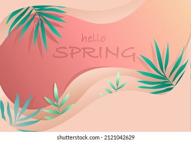 Hola tarjeta de saludo de primavera. El concepto de corte de papel.